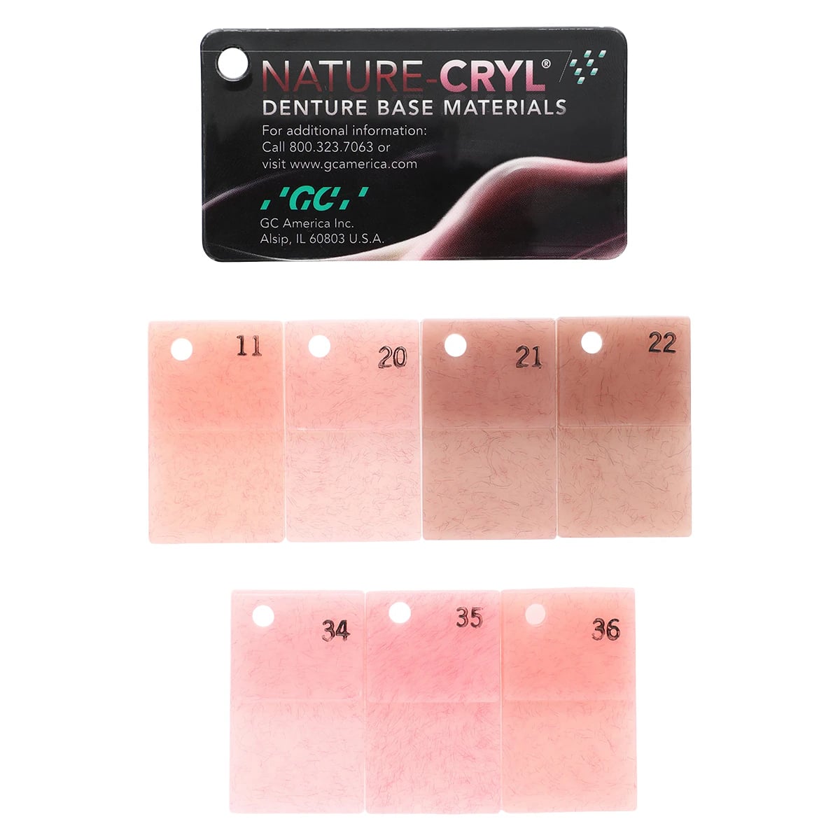 GC America Nature-Cryl Shade Guide, 7 Shades, 1/Pkg