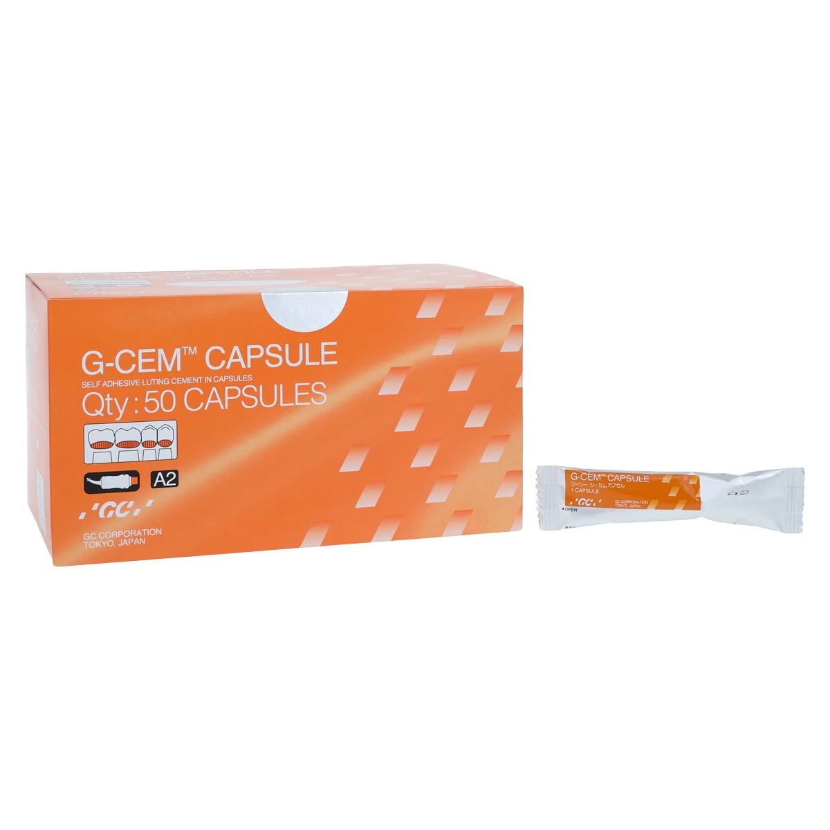 G-CEM Self-Adhesive Resin Cement Capsules, A2 Shade, 50/Bx, 0.17 mL Each, Refill Pack, 002584