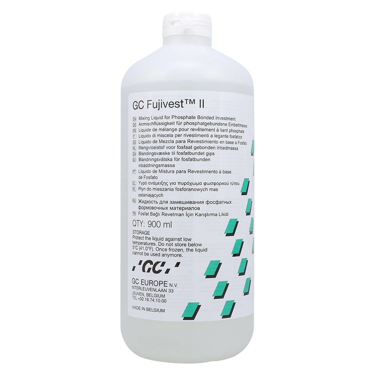 GC America Fujivest II Liquid, Phosphate-Bonded Investment Liquid, 900 mL Bottle with Measuring Vial, 800018