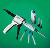 GC America Exabite II NDS Bite Registration Vinyl Polysiloxane (VPS) Creme, Fast Set, Aqua, 48 mL Cartridges, 2/Pack, 12 Mixing Tips, #132412