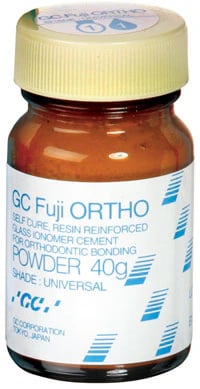 GC Fuji ORTHO Self-Cure Resin Reinforced Glass Ionomer Orthodontic Cement Powder Refill, 40 g, #000209