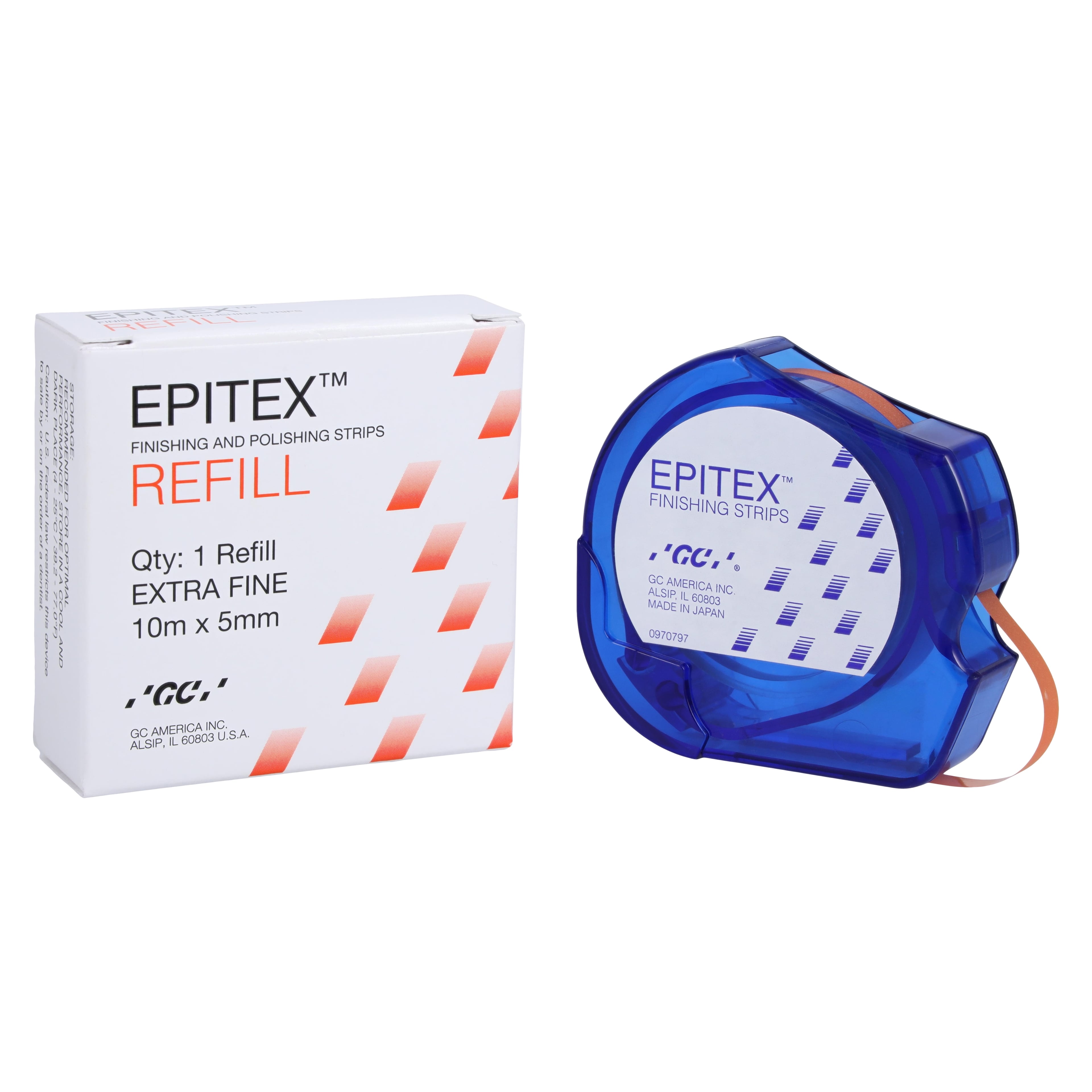 GC America Epitex Finishing and Polishing Strips, Extra Fine (Orange), 5 mm x 10 m Reel, Refill, 473041