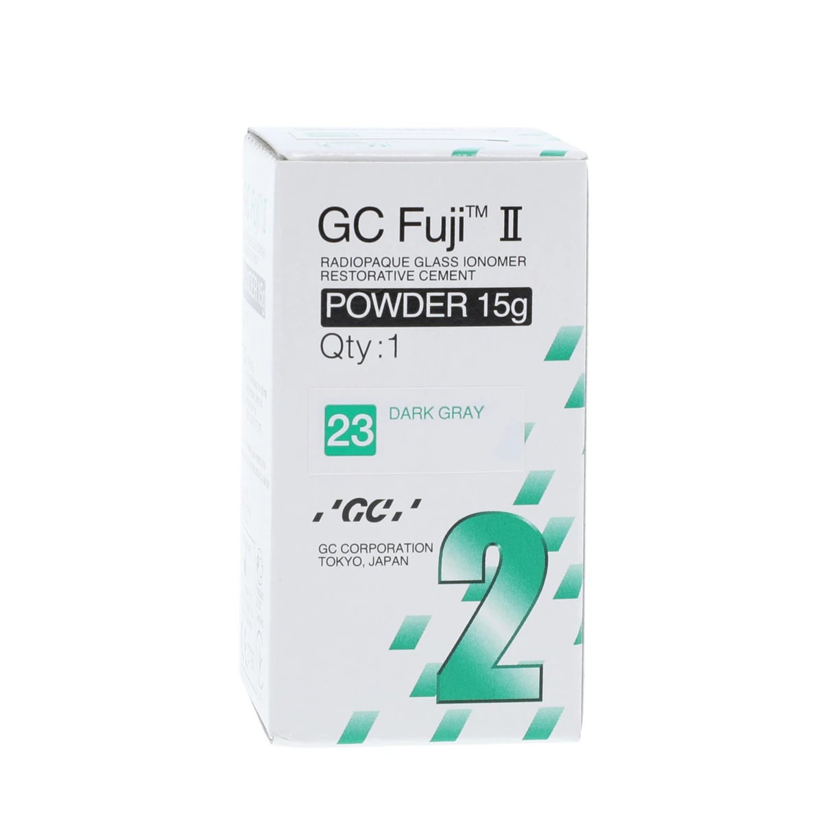 GC Fuji II Glass Ionomer Restorative Powder Refill, Shade #23 Dark Gray, 15g Bottle