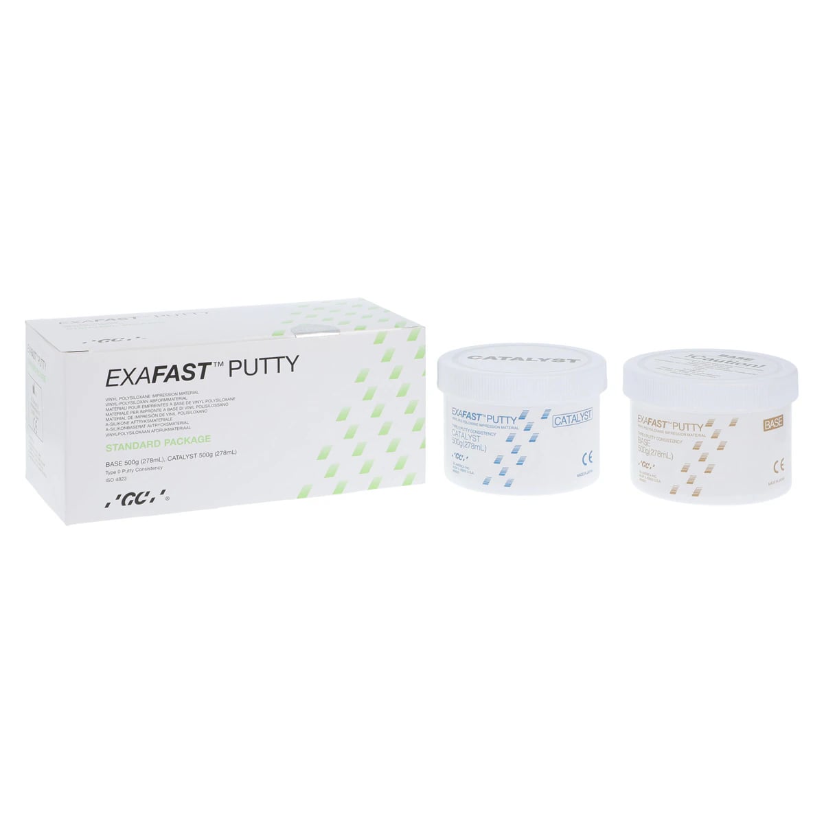 Exafast NDS VPS Impression Material Putty Kit, Fast Set, Green, 2 x 500 g Jars (Base & Catalyst), 1/Pk, 137307
