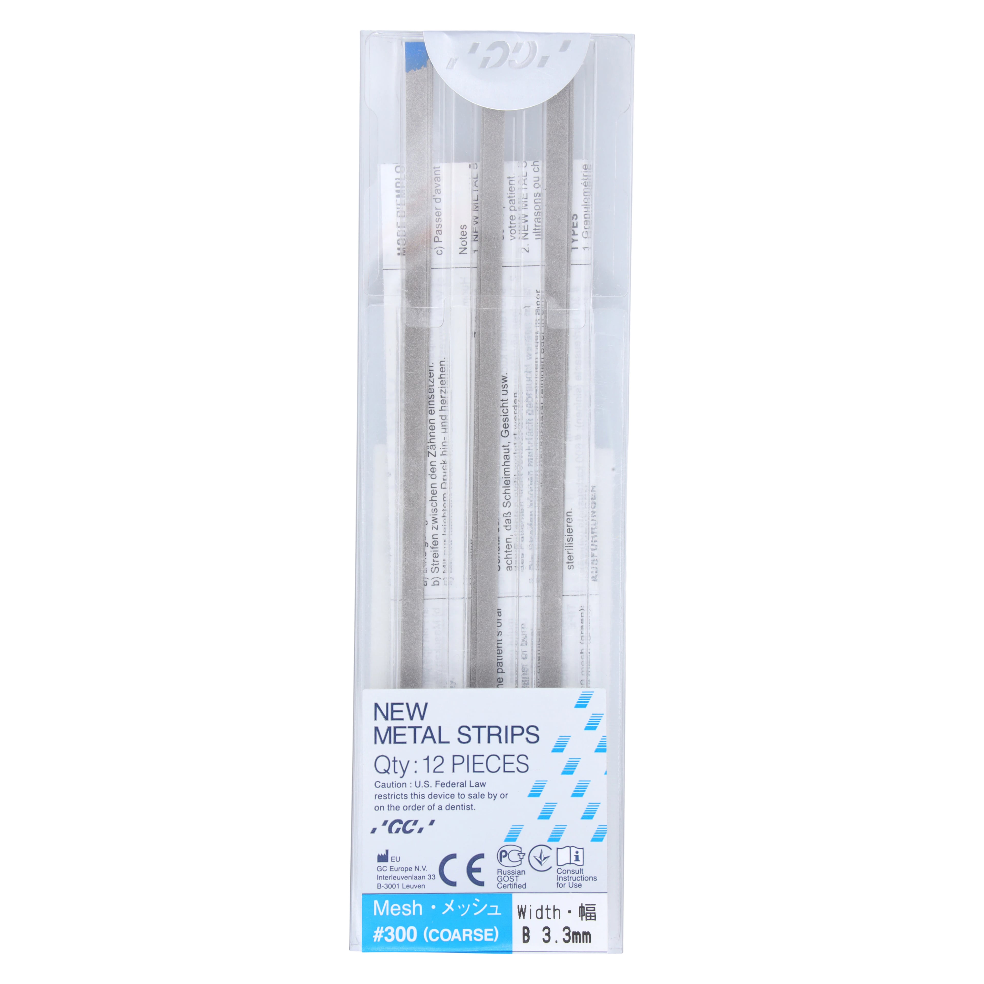GC America Metal Finishing Strips, Refill, #300-B Width, Coarse (Blue), 3.3 mm, 90 Micron, 12/Pk, 000257