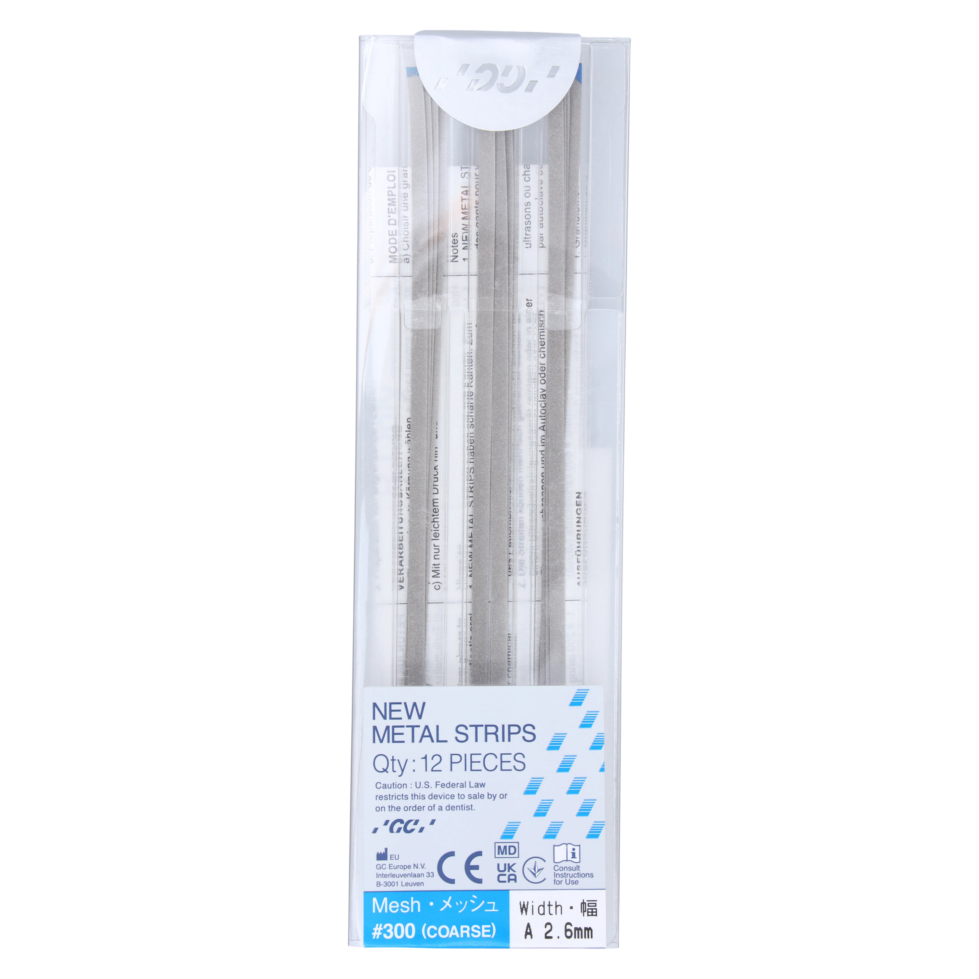 GC America Metal Finishing Strips, Refill, #300-A Width, Coarse (Blue), 2.6 mm, 90 Micron, 12/Pk, 000256