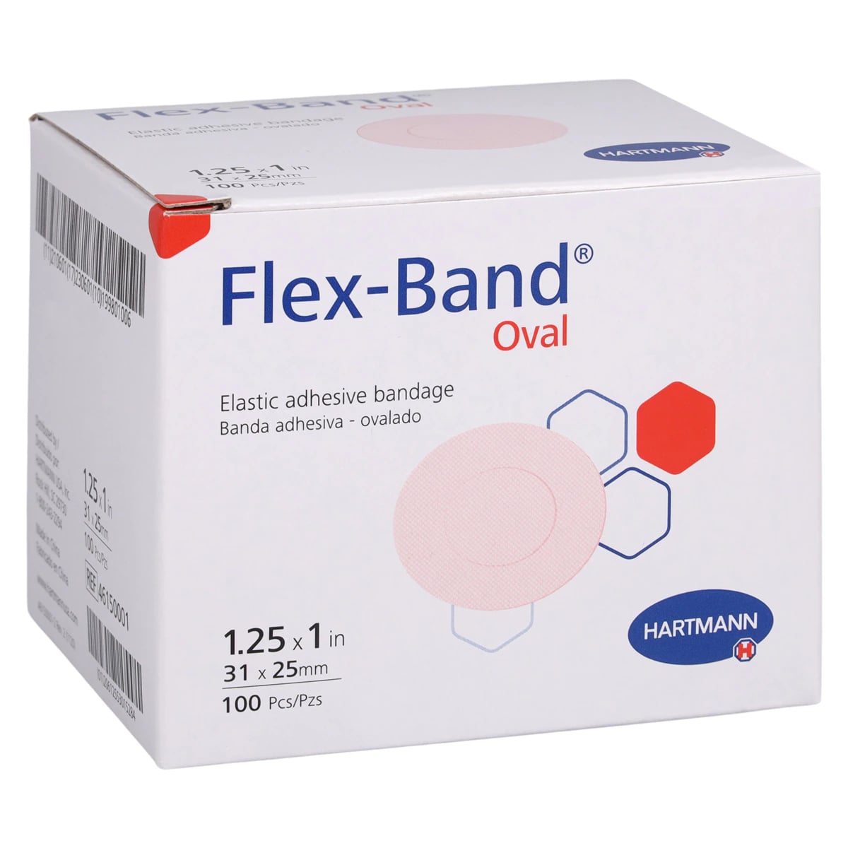 Hartmann Flex-Band Fabric Adhesive Bandage, Oval, 1.25" x 1", Flesh, Sterile, 100/Box
