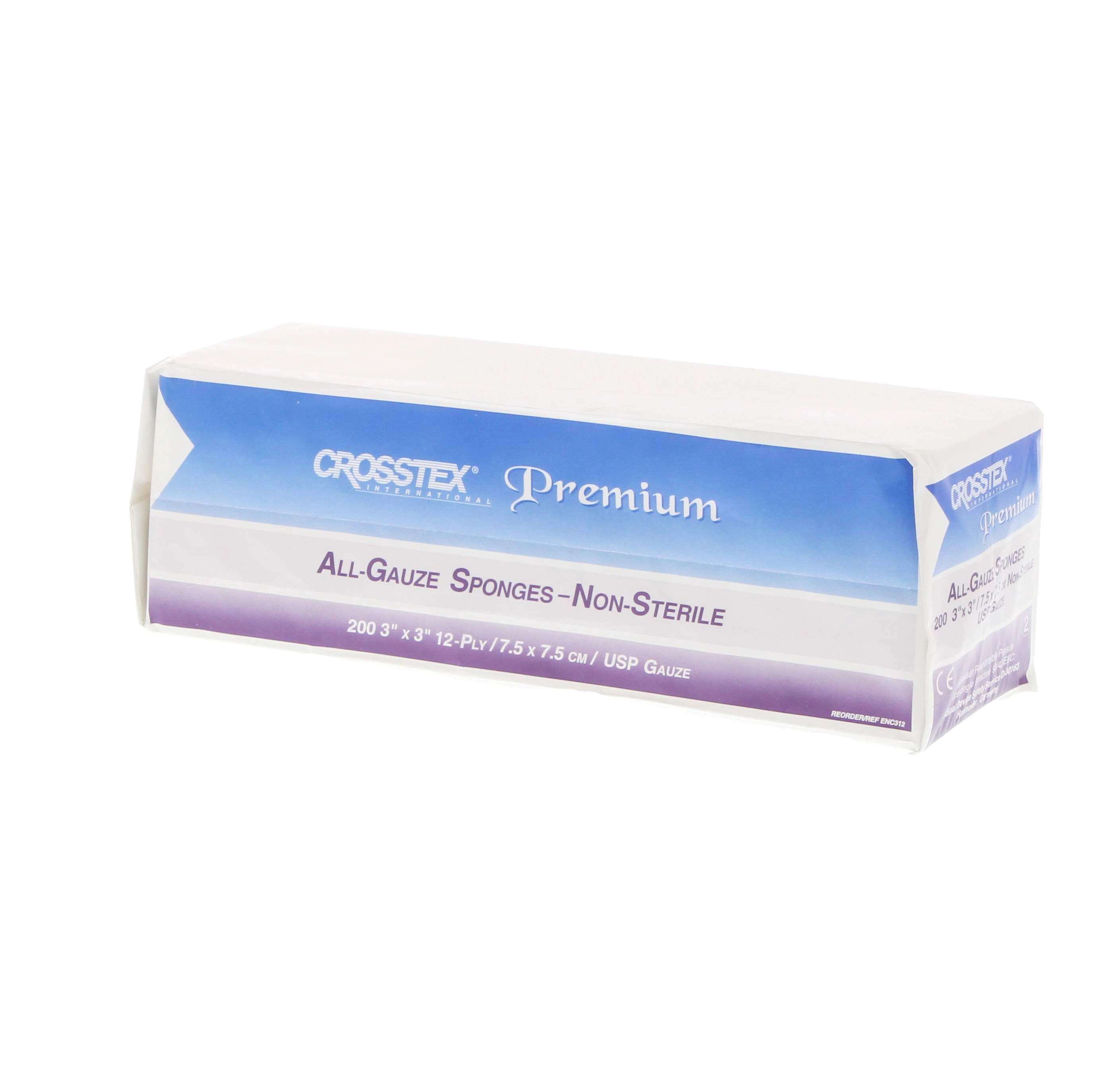 Crosstex All-Gauze Sponges Premium, Non-Sterile, 3" x 3", 12-Ply, 4000/Case, ENC312