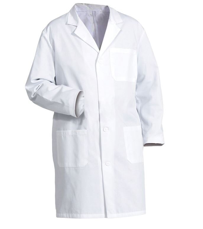 Fashion Seal Men's Lab Coat, 39" Length, 65/35 Polyester/Cotton, White, 3 Pockets, Reusable