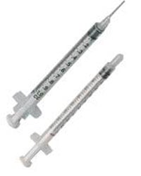 Exel Tuberculin Syringe with Detachable Needle, 1cc, 25G x 5/8", Low Dead Space, Sterile, Non-Latex, 100/Box