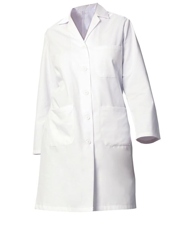 Fashion Seal Ladies Lab Coat, White, 39.5"L, Twill, 65% Polyester/35% Cotton, 3 Pockets, Long Sleeves, 18 Each