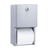 Bobrick Toilet Tissue Dispenser, Satin Finish Stainless Steel, Surface Mount, Protruding, Tumble Lock, 11 in x 5.938 in x 0.0625 in