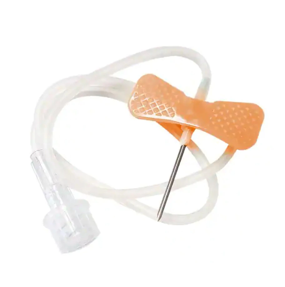 Exel Scalp Vein Set, 25 Gauge, 3/4" Needle, 12" Tubing, Siliconized Stainless Steel, Sterile, Latex-Free, DEHP-Free, Orange, 50/Box