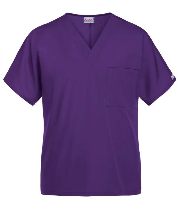 Cherokee Workwear 4777 Unisex V-Neck Scrub Top, Large, Grape, 65% Polyester / 35% Cotton, 1 Pocket