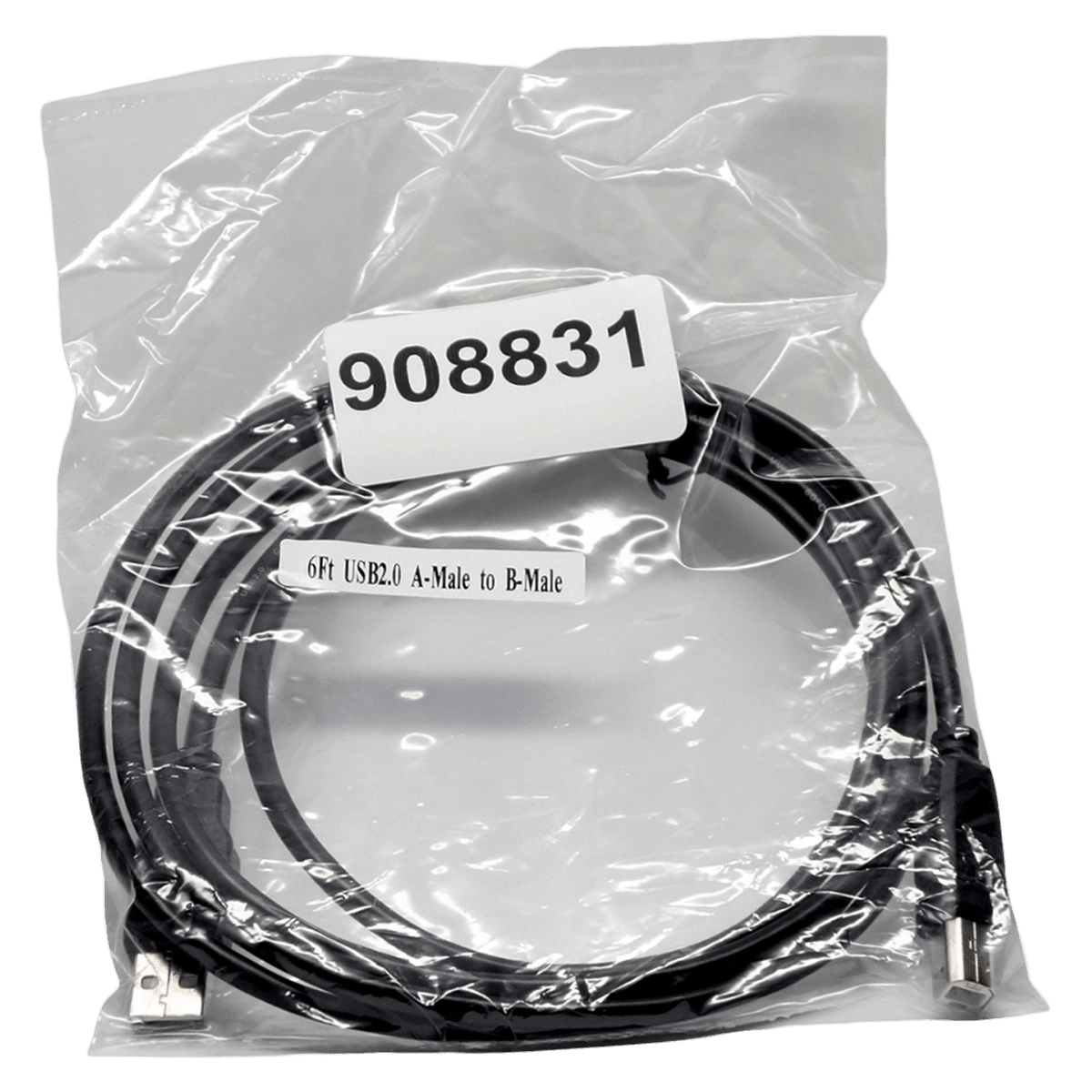USB Cable, Male Type A to Type B, Black, Each