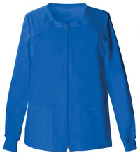 Cherokee Workwear Core Stretch Warm-Up Jacket, Women's, Royal Blue, X-Small, 4 Pockets, Long Sleeves, Knit Cuff, Style 4315