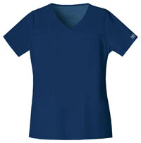 Cherokee Workwear Core Stretch Women's Scrub Top, V-Neck, Short Sleeves, Navy, X-Small, 4727