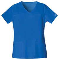 Cherokee Workwear Core Stretch Women's Scrub Top, V-Neck, Short Sleeves, Royal Blue, X-Small, 4727