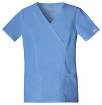 Cherokee Workwear 4728 Core Stretch Women's V-Neck Scrub Top, Mock Wrap, Ceil Blue, X-Small