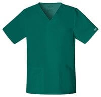 Cherokee Workwear Core Stretch Unisex Scrub Top, V-Neck, 4 Pockets, Hunter, X-Small, 4725