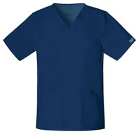 Cherokee Workwear Core Stretch Unisex Scrub Top, V-Neck, 4 Pockets, Navy, X-Small, 4725