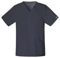 Cherokee Workwear Core Stretch Unisex V-Neck Scrub Top, Pewter, X-Small, 4725