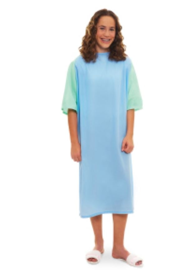 Fashion Seal Patient Exam Gown, Teen, One Size, Green, Polyester Knit, Non-Fluid Resistant, Short Sleeves, Non-Reversible, Each