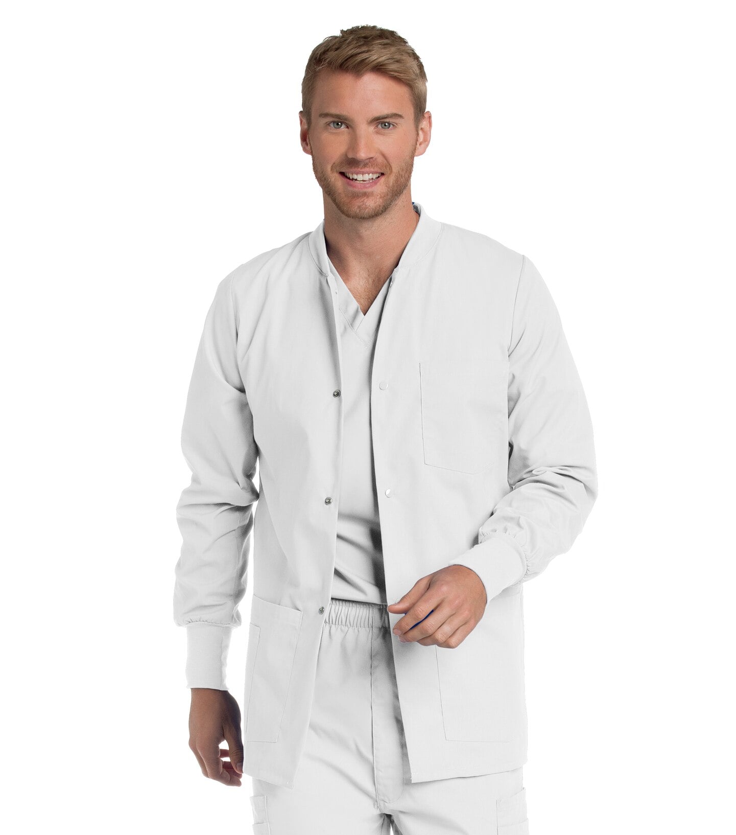 Landau Warm-Up Jacket, 5-Pocket, White, 1X-Large