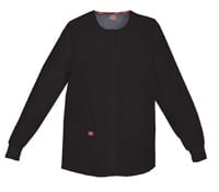 Dickies Warm-Up Jacket, Snap Front, 2 Pockets, Knit Cuffs, Women's, X-Small, Black, 86306