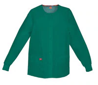 Dickies Warm-Up Jacket, Snap Front, 2 Pockets, Hunter Green, X-Small