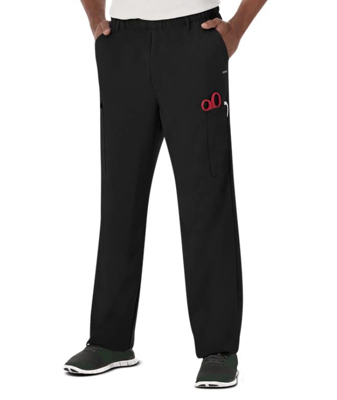 Jockey Men's Scrub Pant, 7-Pocket, X-Small, Black, 72% Polyester/21% Rayon/7% Spandex