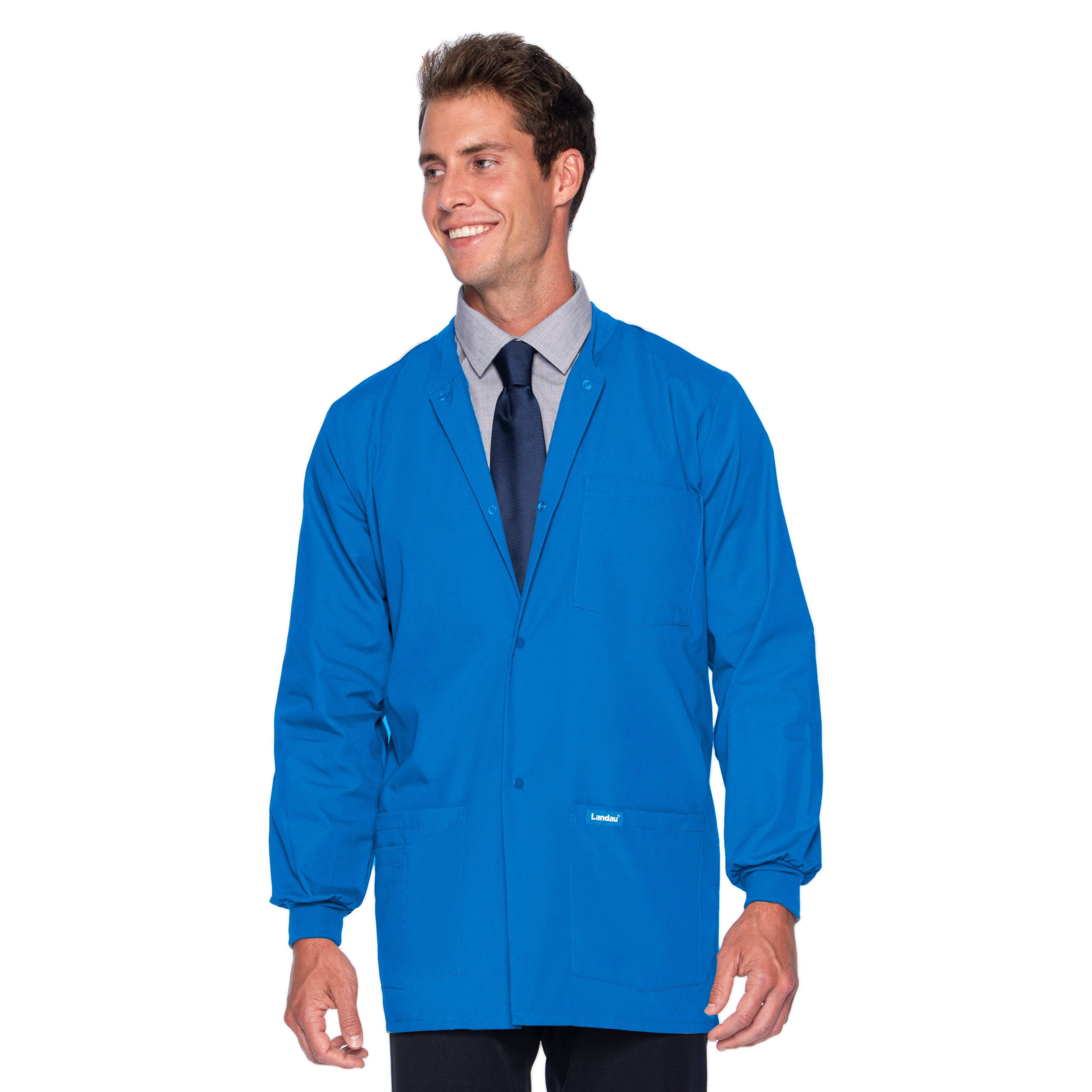 Landau Warm-Up Jacket, 5-Pocket, Snap Front, Long Sleeves, Royal Blue, Small, 31.5 in, Style 7551