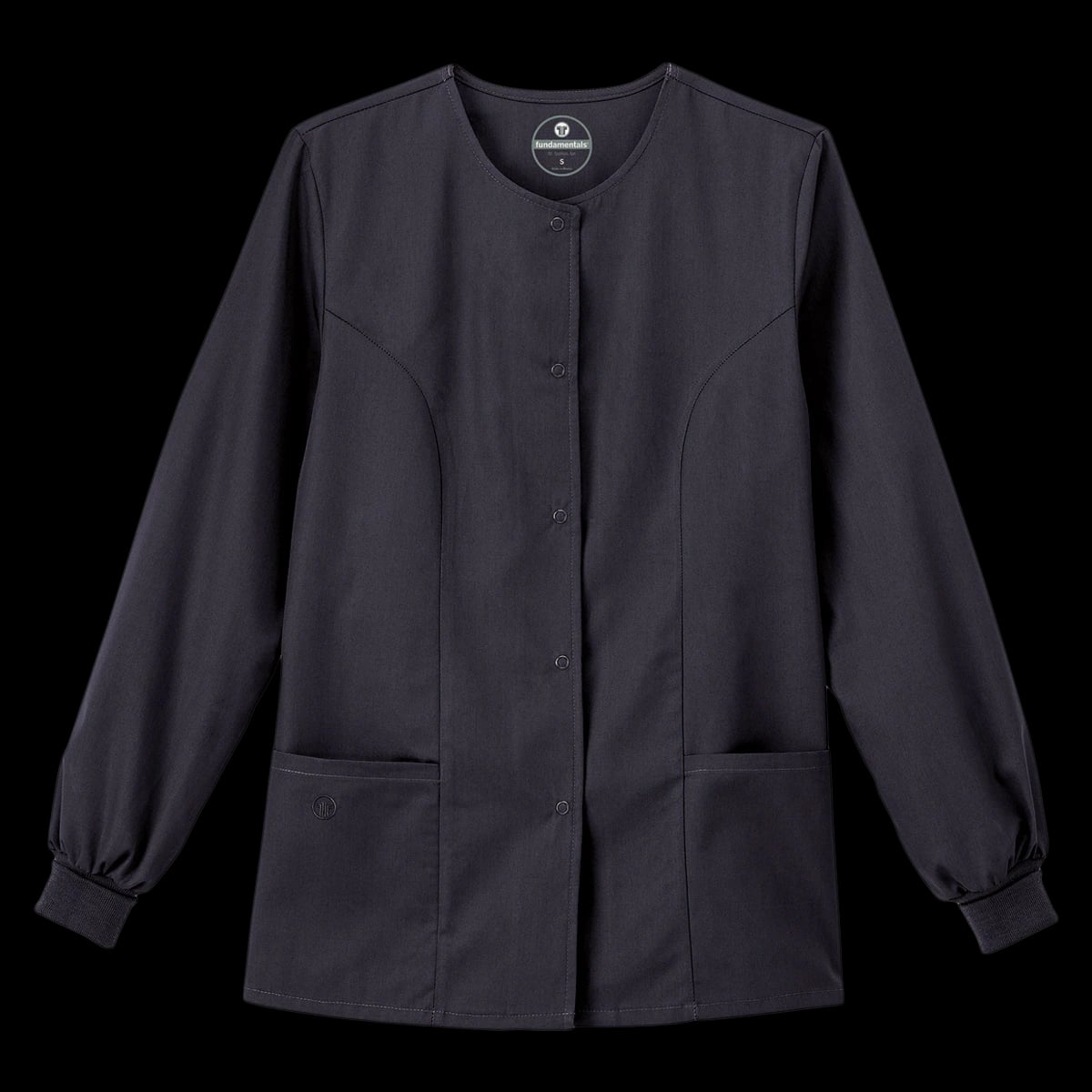 White Swan Ladies Snap Front Warm-Up Jacket, Charcoal, Small, 2 Pockets