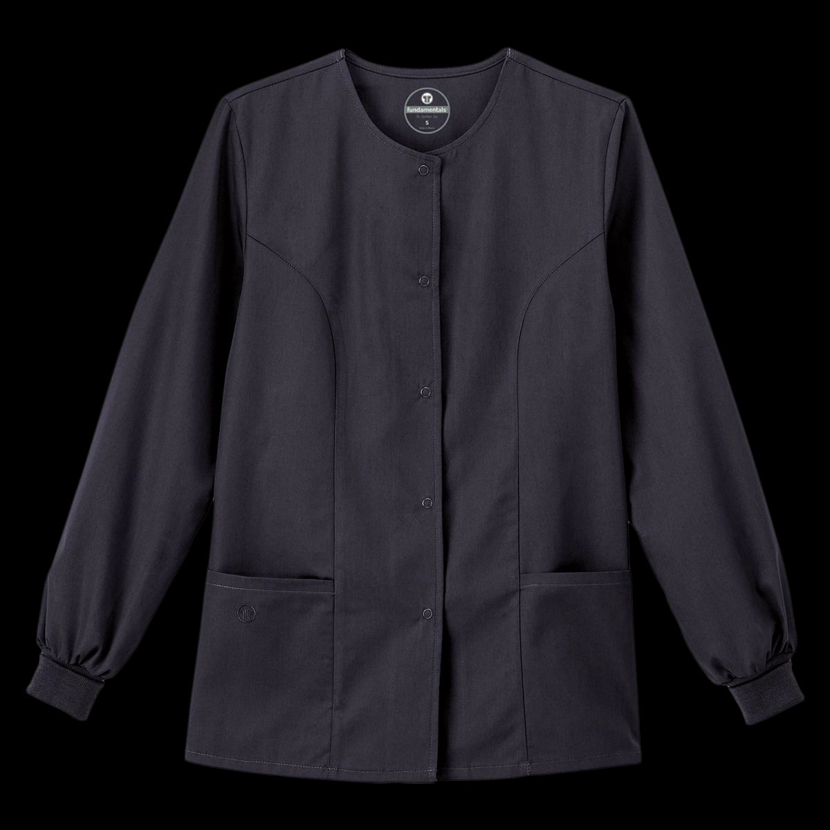 White Swan Ladies Warm-Up Jacket, Snap Front, Charcoal, X-Large, 2 Pockets