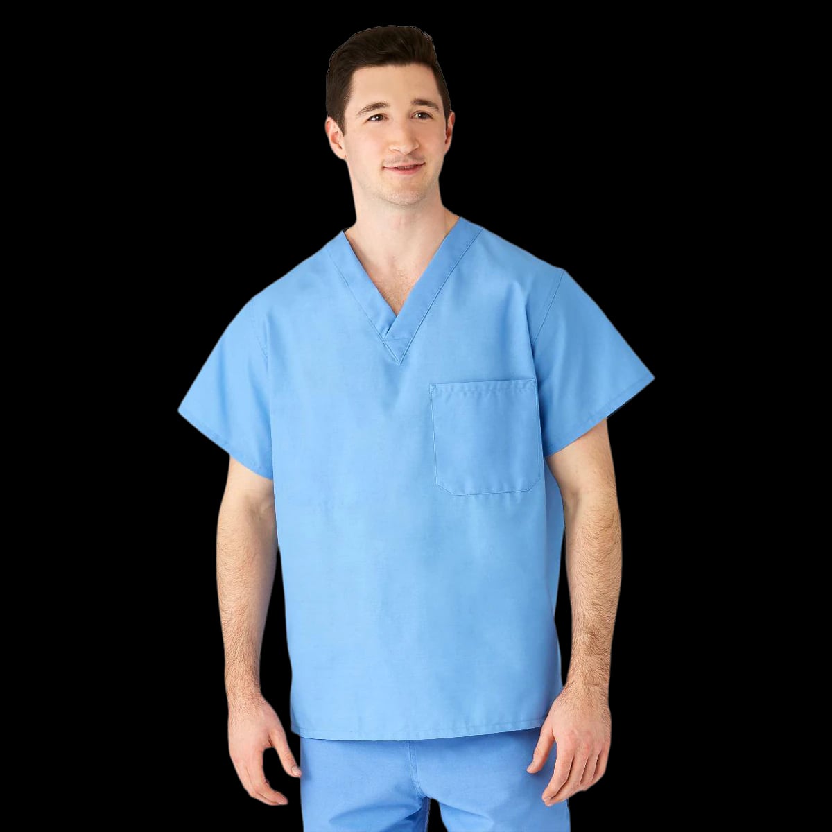 Medline Scrub Shirt Reversible V-Neck, Short Sleeves, Small, Ceil Blue, M610N