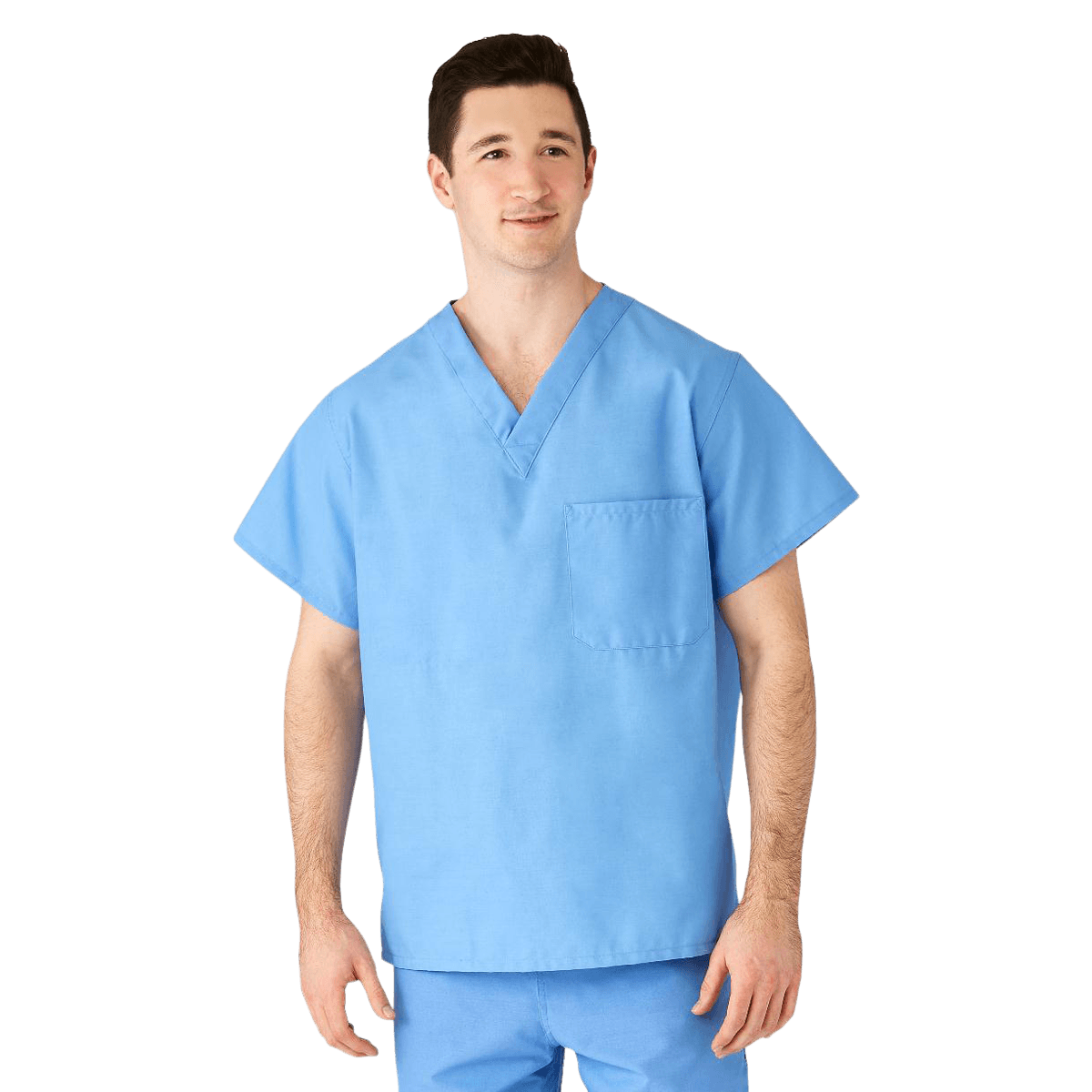 Medline Scrub Shirt Reversible V-Neck, Short Sleeves, Large, Ceil Blue, M610N