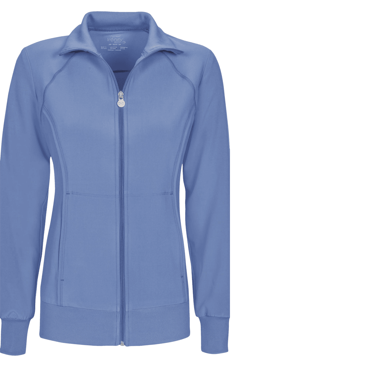 Cherokee Workwear Warm-Up Jacket, Zip Front, Ciel, Large, Each
