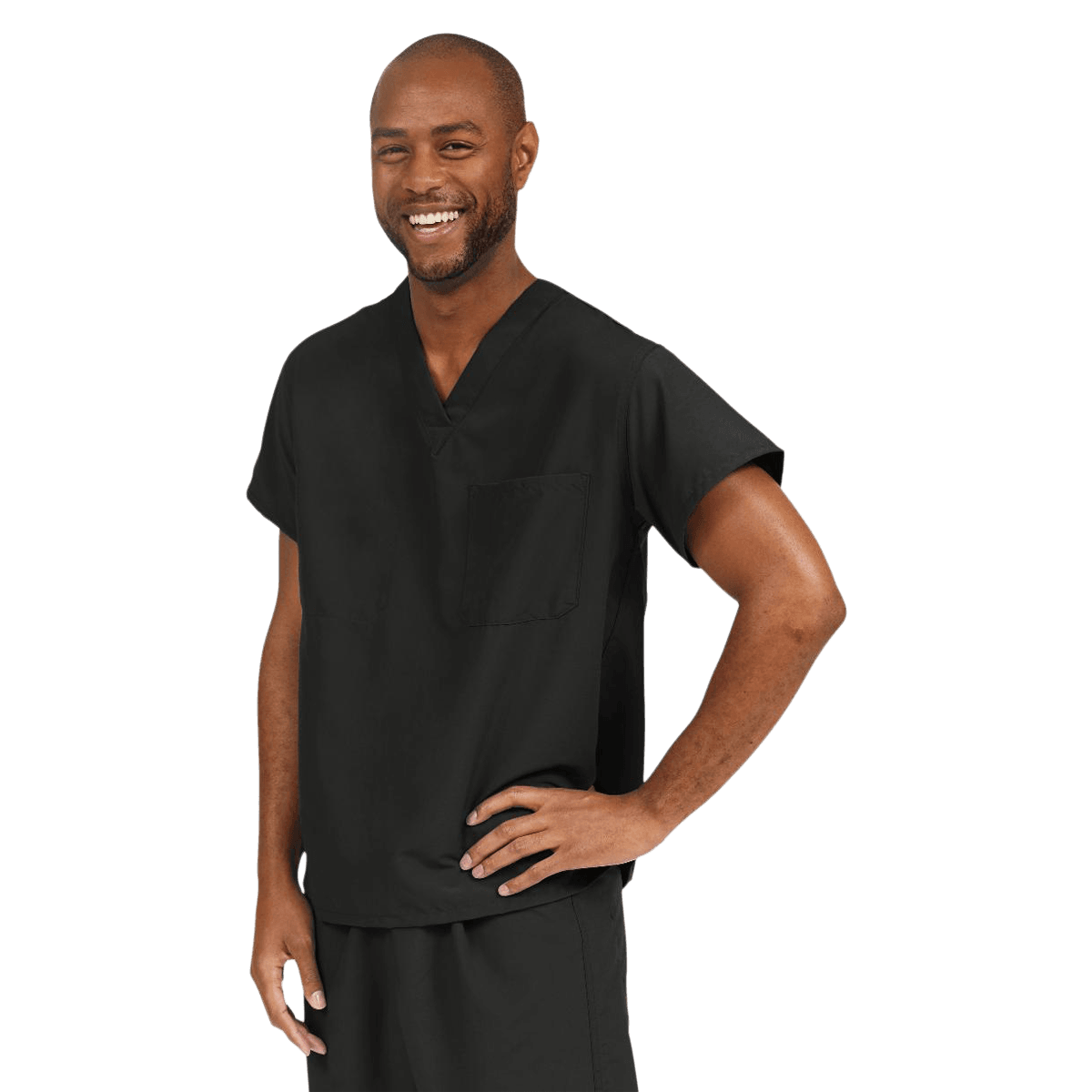 Medline Top Scrub V-Neck Unisex Scrub Shirt, Black, Small, 810