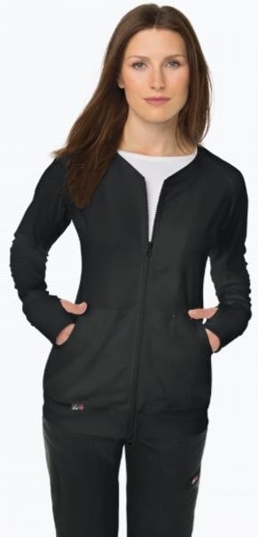 Koi Design Clarity Lite Rib Trim Warm-Up Jacket, Black, 2X Large