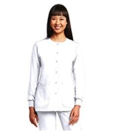 Barco Uniforms Warm-Up Jacket, Round Neck, 4 Pockets, White, 2X Large
