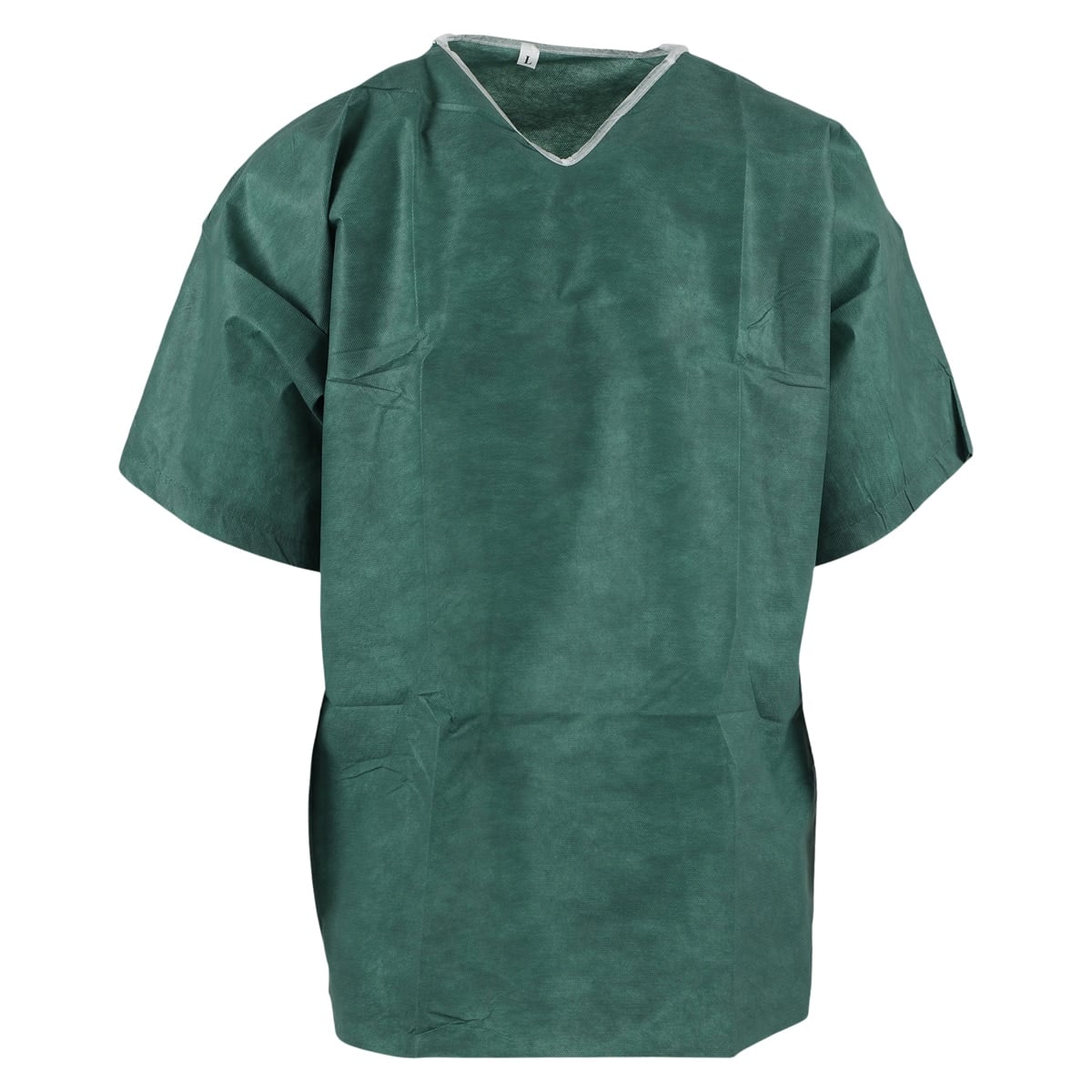 Graham Medical Patient Scrub Shirt, Nonwoven, Large, Dark Green, Short Sleeve, V-Neck, Unisex, 30/Case