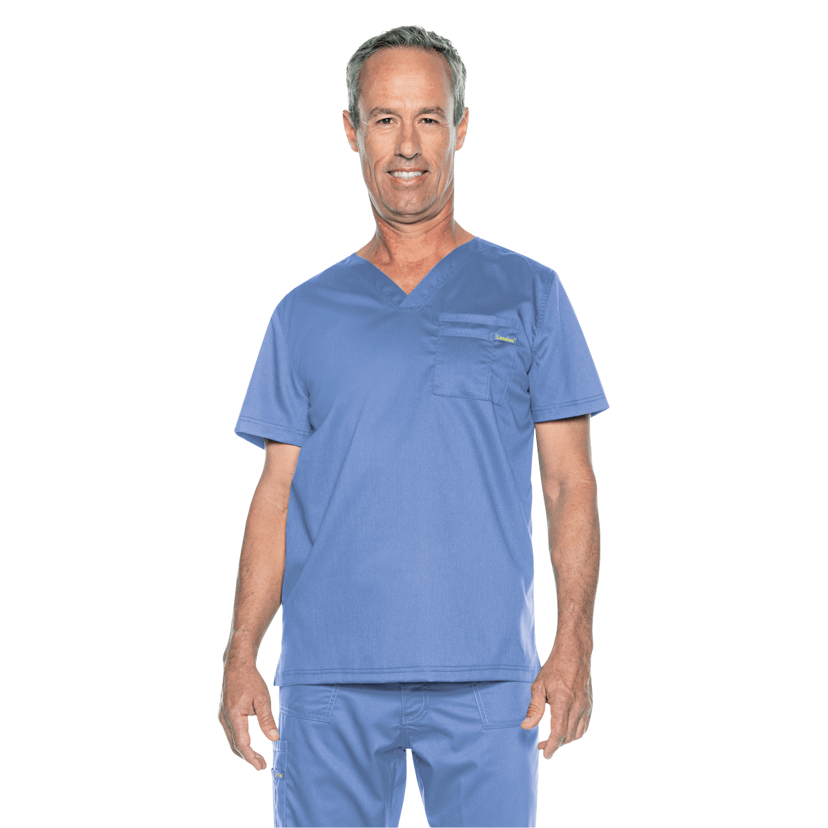 Landau Proflex Men's V-Neck Scrub Top, 1 Pocket, Ceil Blue, 01KEZKNW2CMYJDMGNSF4W04JHS