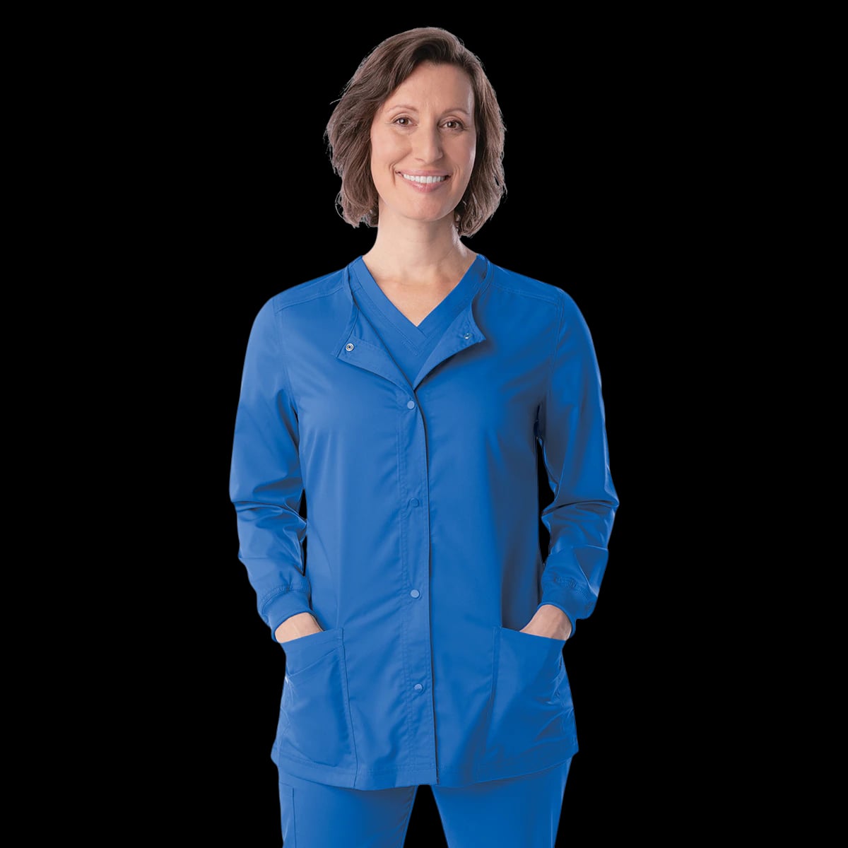 Proflex Warm-Up Jacket, Women's, Snap Front, 3 Pockets, Medium, Royal