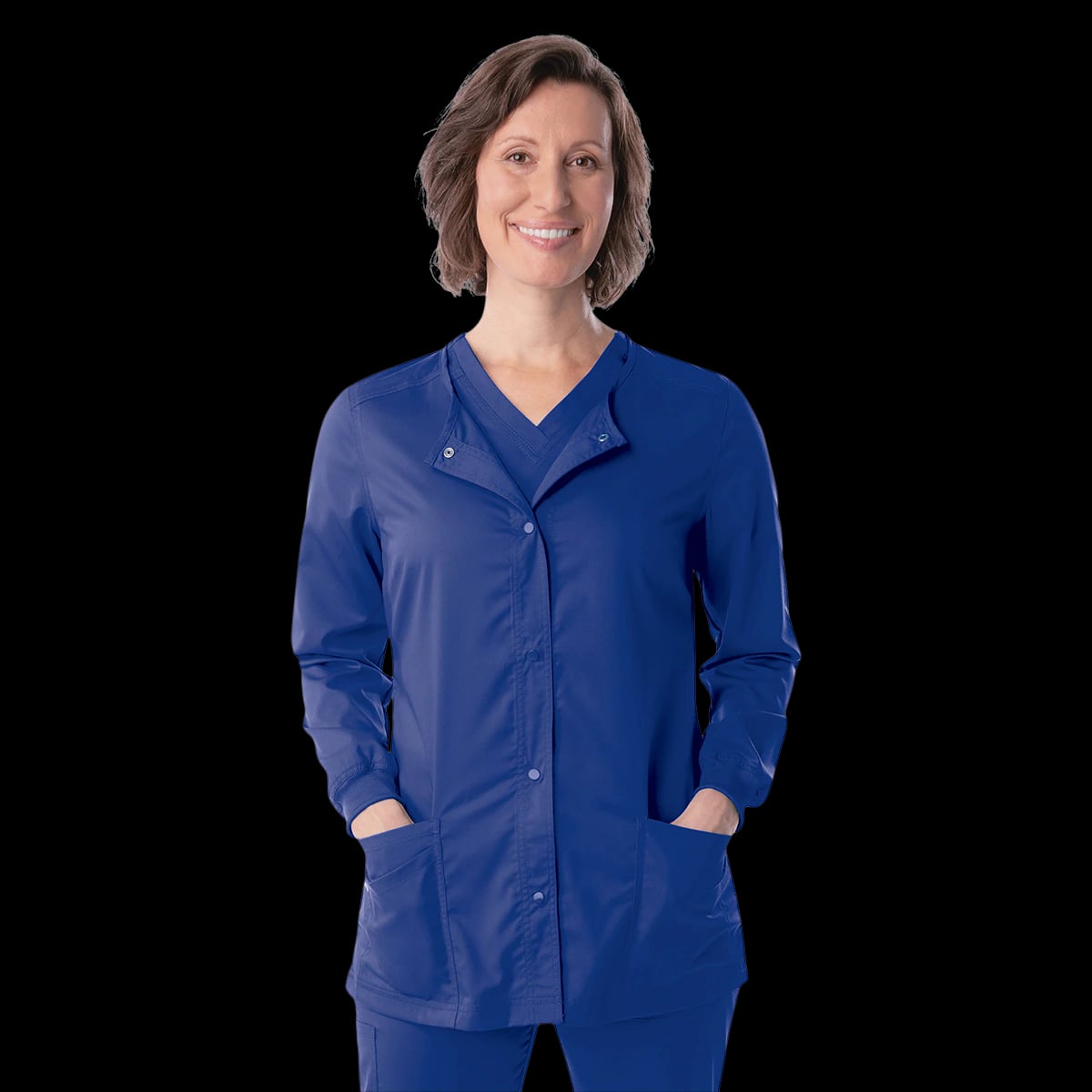 Proflex Warm-Up Jacket, Women's, Snap Front, 3 Pockets, 4X Large, Galaxy Print, Landau Uniforms