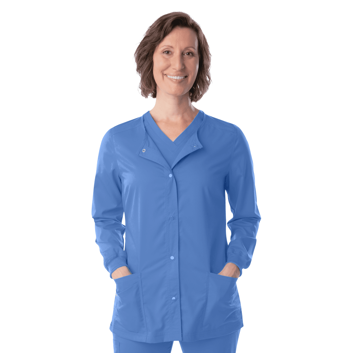 Landau Proflex Snap Front Jacket, Women's Warm-Up, Teal, 4X Large, 73% Polyester/25% Rayon/2% Spandex, 01KEZKNV7E124DM6NWD76BE4TM