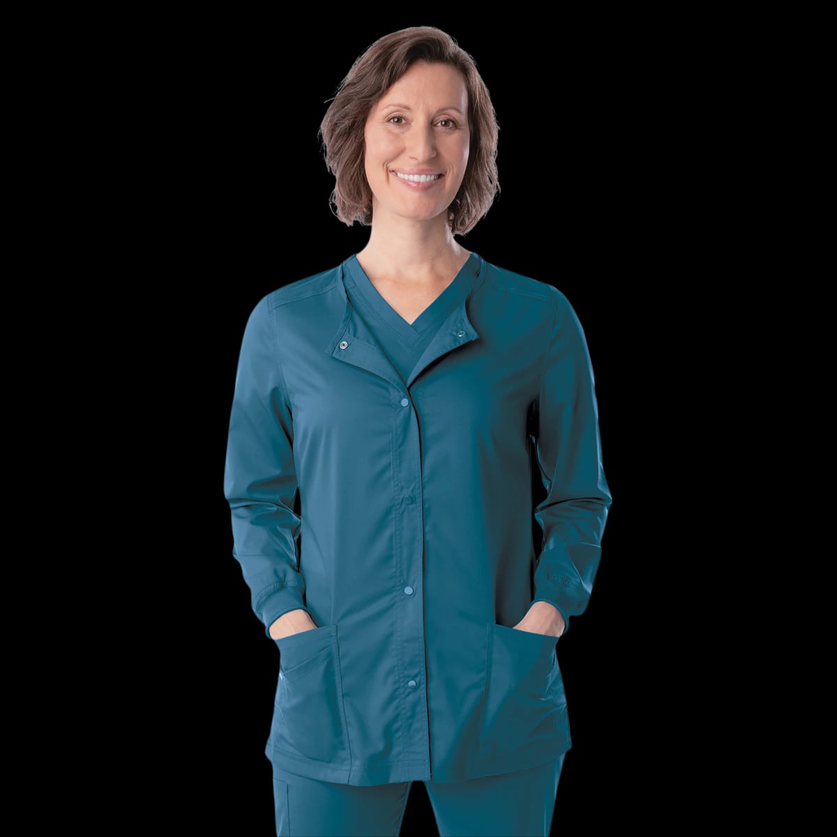 Proflex Warm-Up Jacket, Women's, Snap Front, 3 Pockets, 4X Large, Caribbean