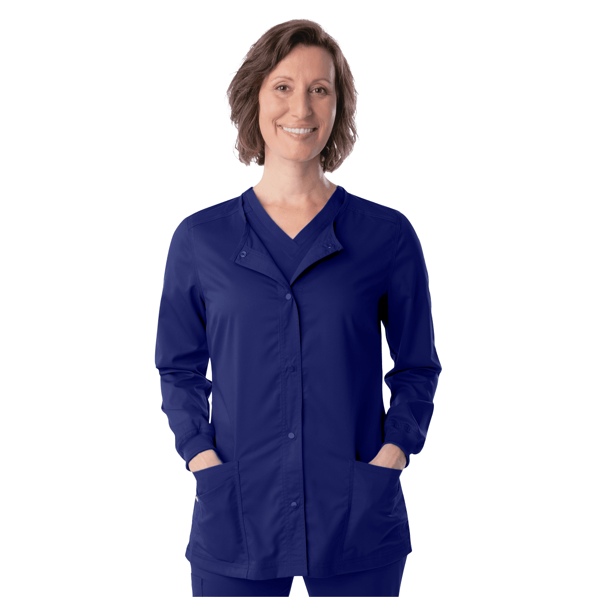 ProFlex Women's Snap Front Warm-Up Jacket, True Navy, 5X-Large, 73% Polyester/25% Rayon/2% Spandex