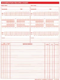 Chart Dental Exam/Record, 2-Sided, Vertical, 8.5 in x 11 in, White with Red Ink, 100/Box