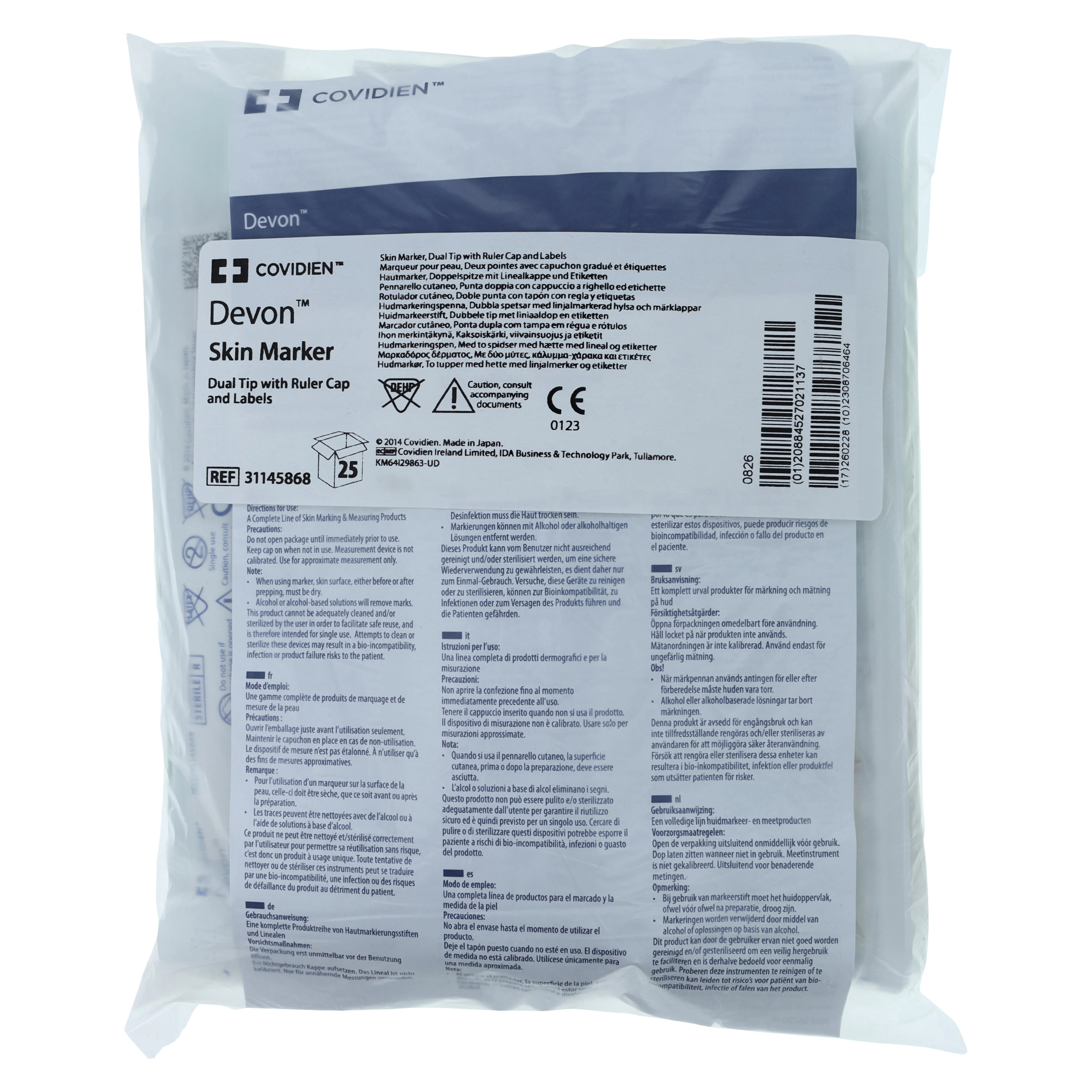 Devon Surgical Skin Marker with Ruler, Dual Tip, Violet, Sterile