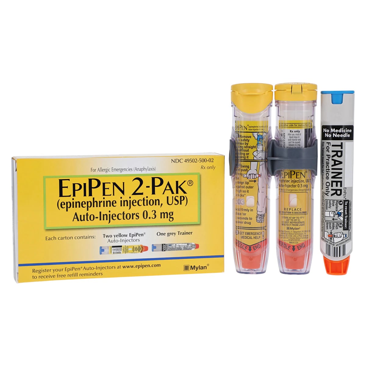 EpiPen Epinephrine Auto-Injector, 0.3mg, 0.3mL, Adult, Twin Pack (2/Pk)